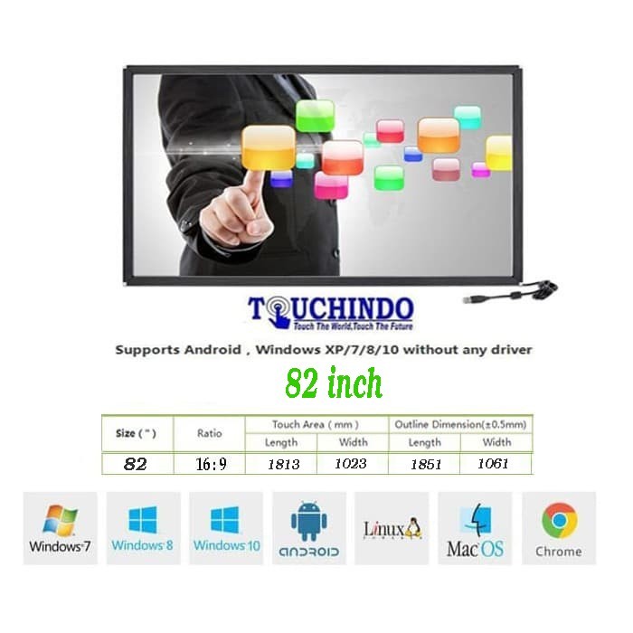 Touchscreen Panel Overlay 82 Inch Multitouch Touchindo