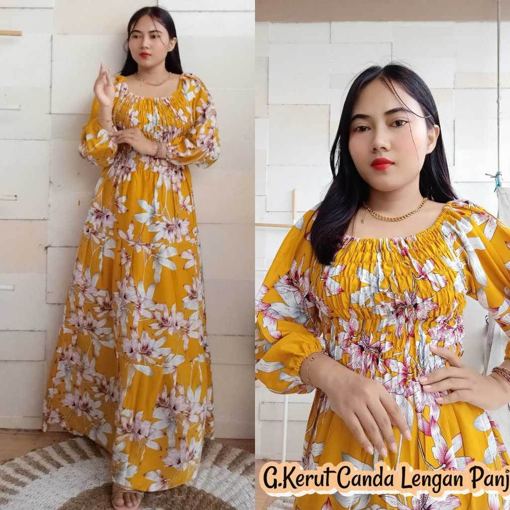 Gamis Canda Kerut Murah Dress Maxi Canda