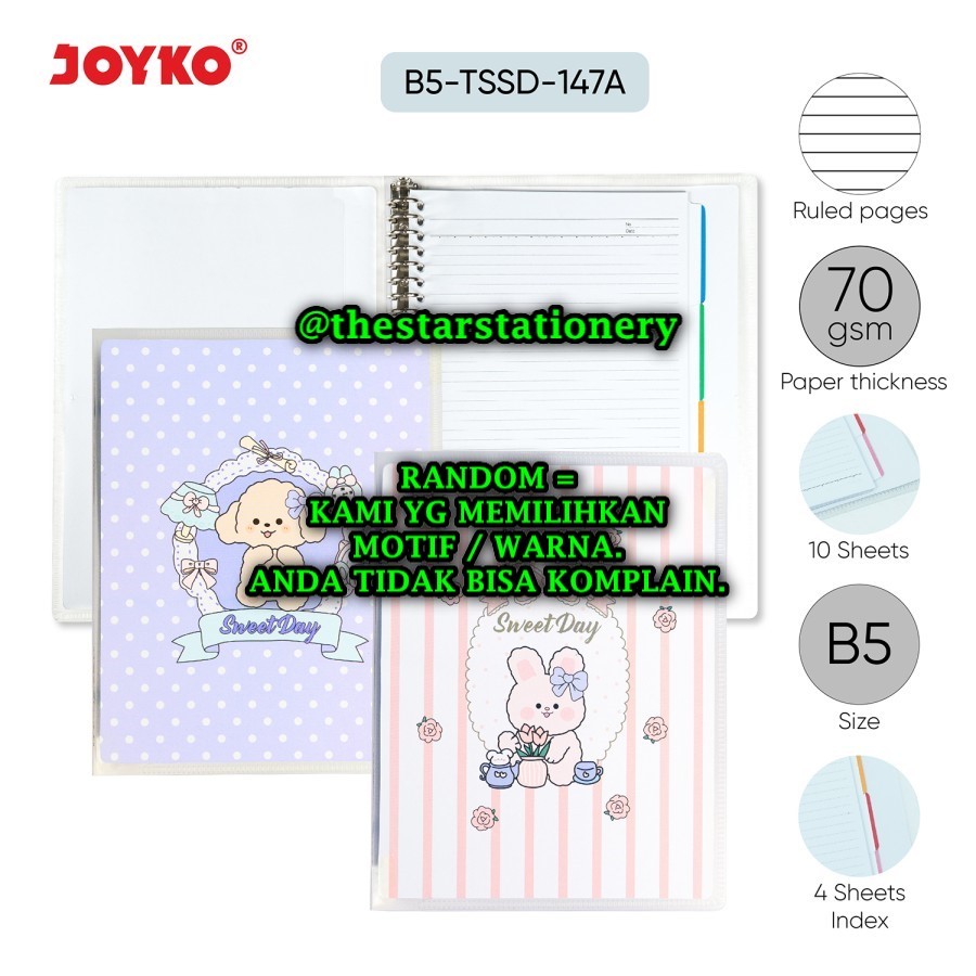 

(1 Biji) GROSIR Map Binder Joyko B5-TSSD-147 B5 Sweet Day / Binder Note Joyko B5-TSSD-147 / Joyko B5 TSSD 147