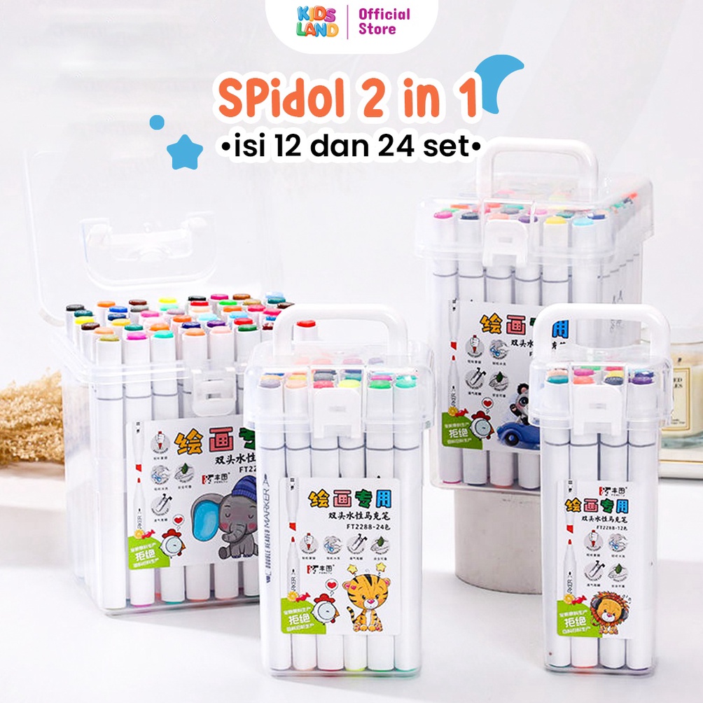 

KODE B5H7 Spidol Set Sketch Marker Spidol Warna 2in1 Spidol Sketsa Double Tip KIDS LAND
