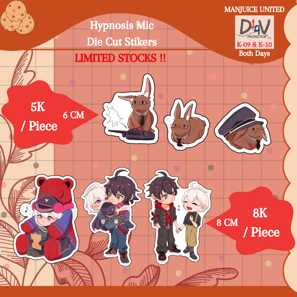 Stiker Hypnosis Mic, FanMerch, Yamada Ichiro, Aohitsugi Nemu, Iruma Jyuto