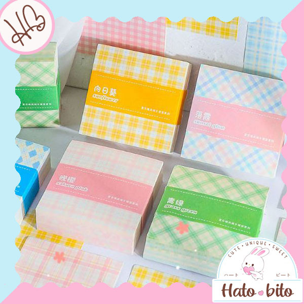 

1 set isi 200 lembar kertas hias deco paper plaid series kawai estetik dekorasi jurnal scrapbook lucu cute motif kotak HB1446
