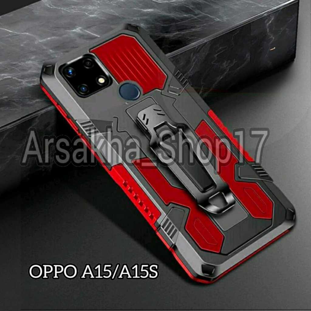 Case Untuk  OPPO A15 / A15S Soft Case Belt Clip Kick Stand Hard Case I Crystal