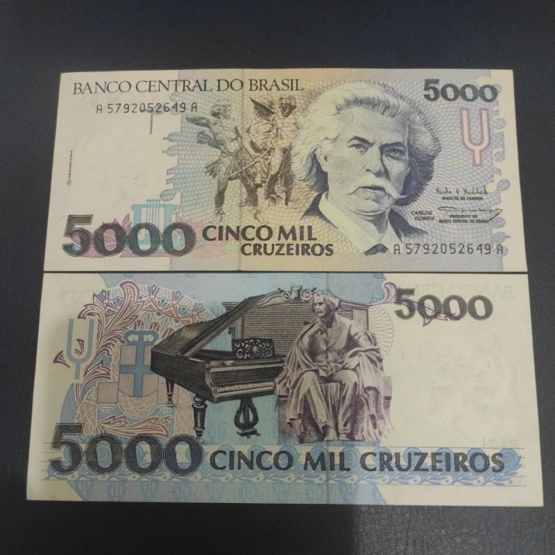 Uang Asing Brazil Pecahan 5000 Cruzeiros