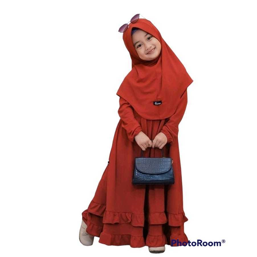 Set gamis dan hijab anak perempuan 1-6 tahun/Baju muslim anak perempuan/gamis anak