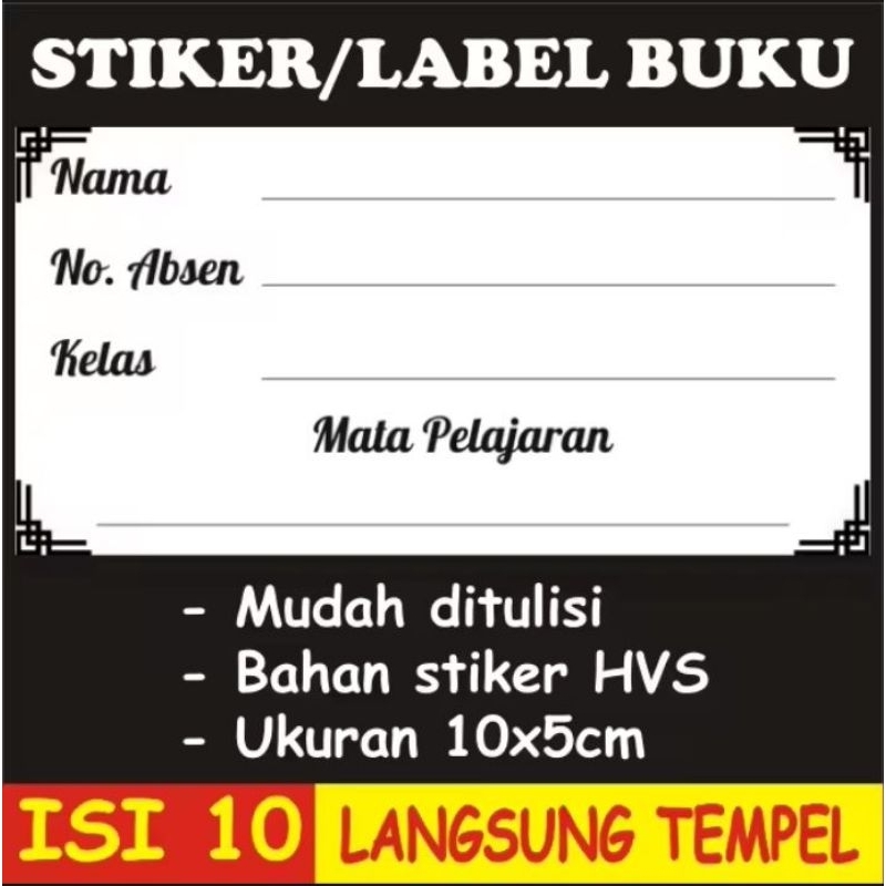 

ISI 10 PCS - STIKER BUKU PELAJARAN | STIKER SEKOLAH | STIKER NAMA | LABEL NAMA | LABEL PELAJARAN | LABEL BUKU