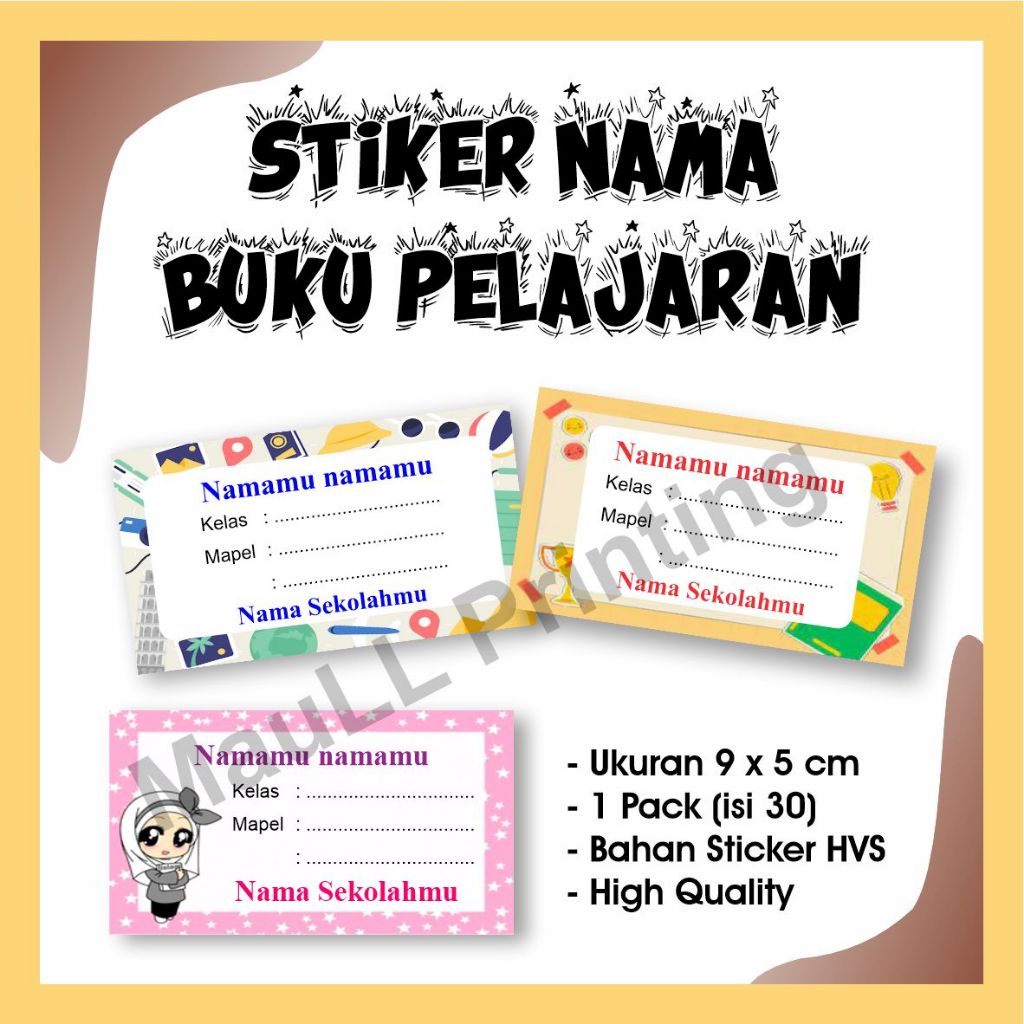 

STIKER LABEL BUKU PELAJARAN / STIKER NAMA PELAJARAN / LABEL BUKU