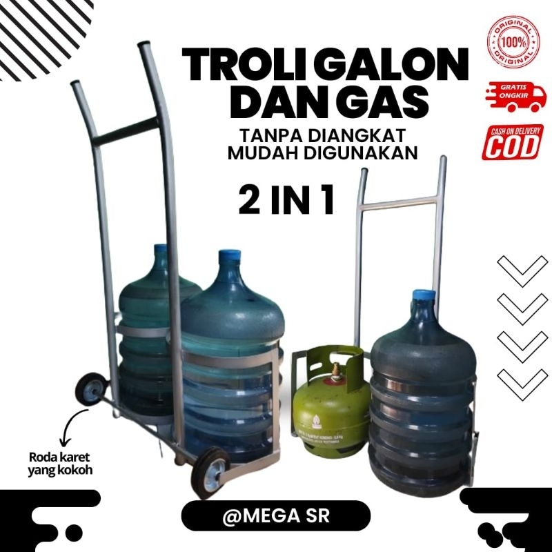 TERMURAH@TANPA D ANGAKT/TROLY 2 GALON/TROLI GAS 3KG/RAK DORONG GALON/TROLI BESI/WHEEL=DORONGAN AIR