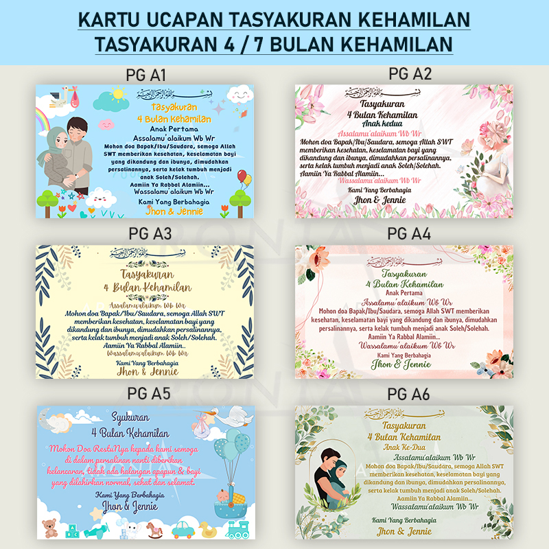 Kartu Ucapan Tasyakuran Kehamilan - Tasyakuran 4 atau 7 Bulan Kehamilan - Syukuran Kehamilan