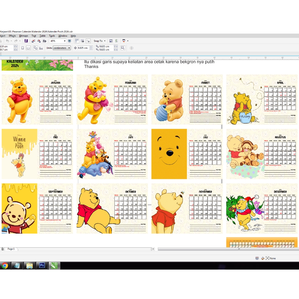 

Kalender POOH 2025 Disney Kalender Meja Bisa Desain Lain Bebas Satuan