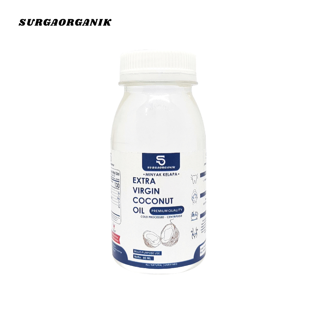 

Extra Virgin Coconut Oil VCO 80ml - Minyak Kelapa Murni 100% surgaorganik