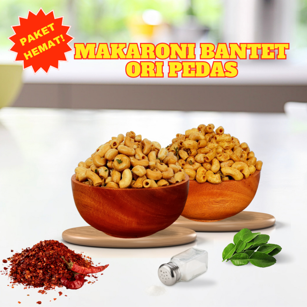 

Paket Hemat Makaroni Bantet Original dan Pedas 500gr