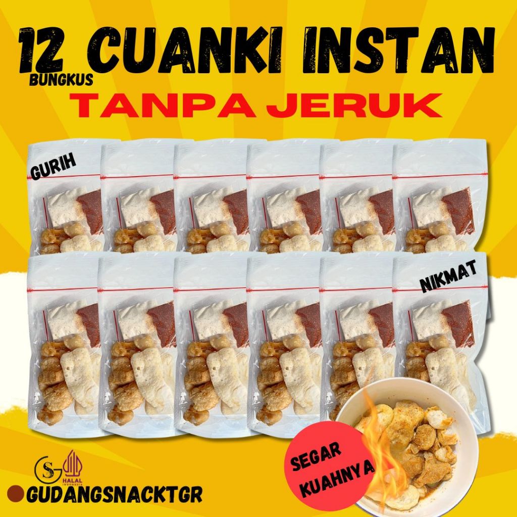 

[TANPA JERUK] 12 BUNGKUS CUANKI INSTAN PAKET USAHA HOTPOT INSTAN KALDU SEBLAK KUAH AYAM