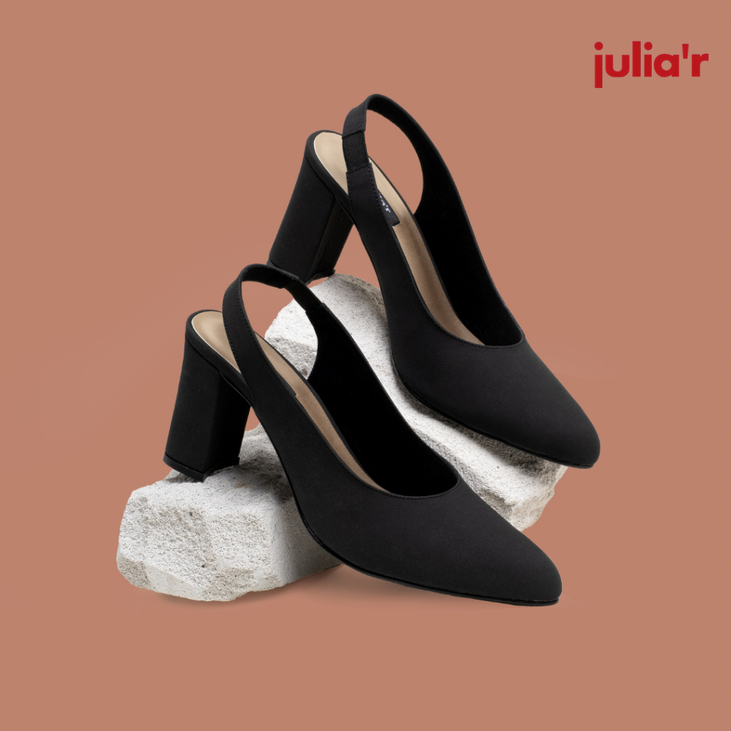 JULIA'R SHOES R0073 Women Pointy Slingback High Heels in Black