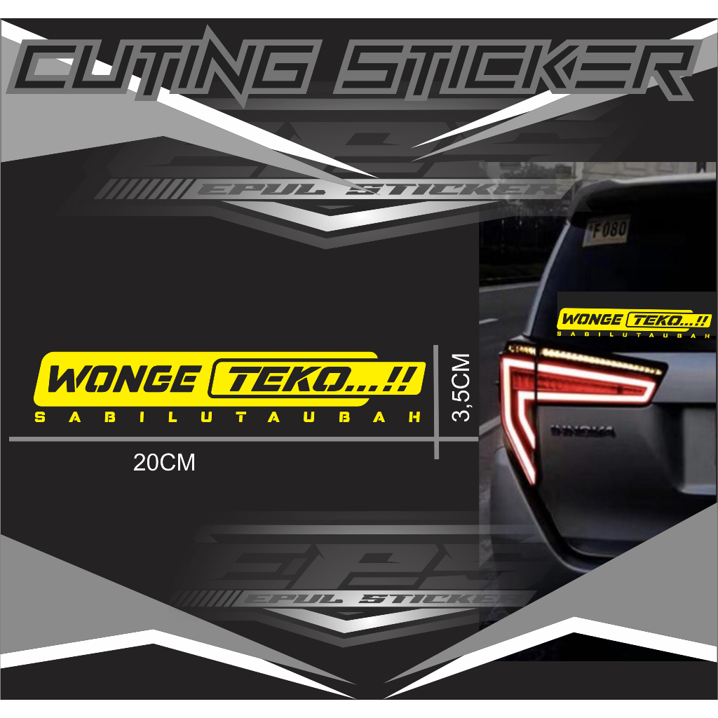 STIKER CUTING KACA BELAKANG MOBIL WONGE TEKO,STIKER VIRAL WONGE TEKO