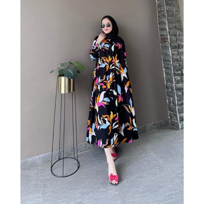 GAMIS MAXY SILANG BELAKANG // MALIKA DRESS MAXY HITAM ORIGINAL