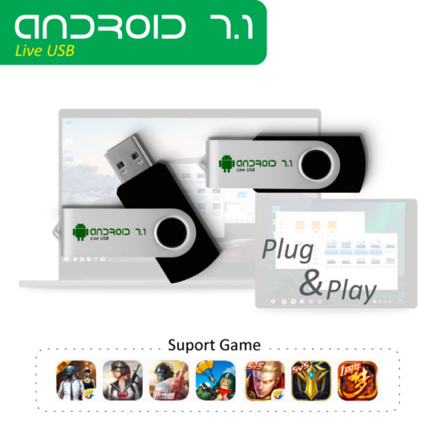 Android 7.1 Live USB - Flashdisk Android - Android Stick - 8 gb Original