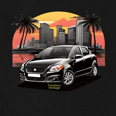 Kaos timeless vintage mobil Suzuki SX4 X-Over custom plat nomor