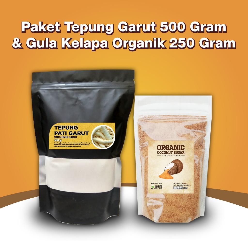 

Paket Tepung Garut Obat Asam Lambung 500gr + Gula Kelapa Organik Coconut Sugar 250gr