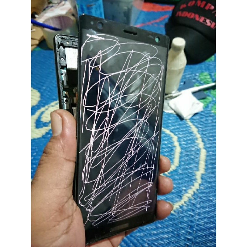 lcd Sony xz2 original copotan warna hitam