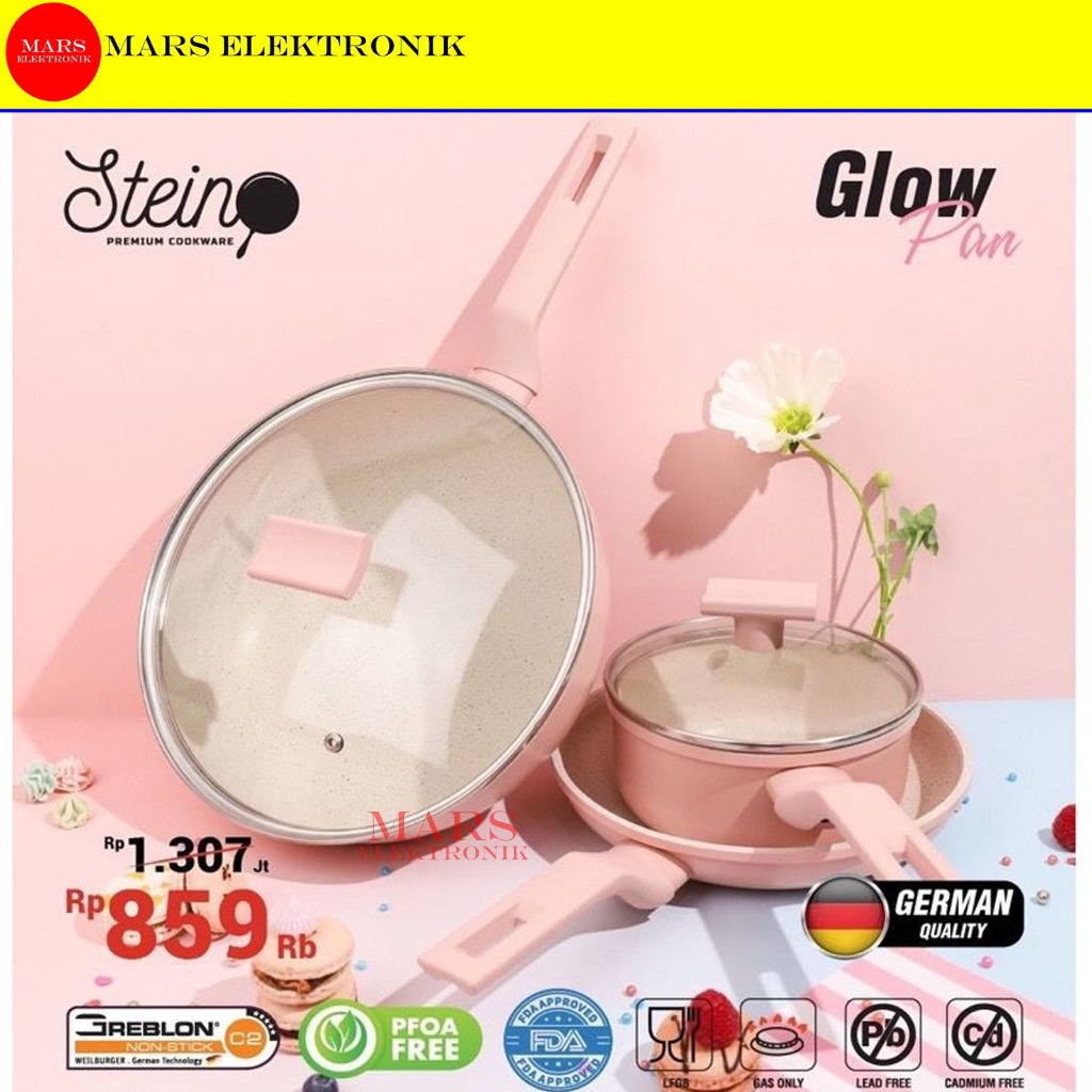 STEIN COOKWARE - GLOW PAN PINK SERIES SATUAN / SET - PINK - GERMAN TECHNOLOGY MARBLE COATING NON STI