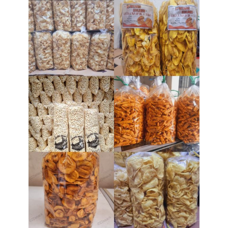 

TERMURAH snack kiloan berat 1kg / kripik singkong gurih / kripik pisang ori / pilus ikan / basreng stik / pisang manis / combring ori