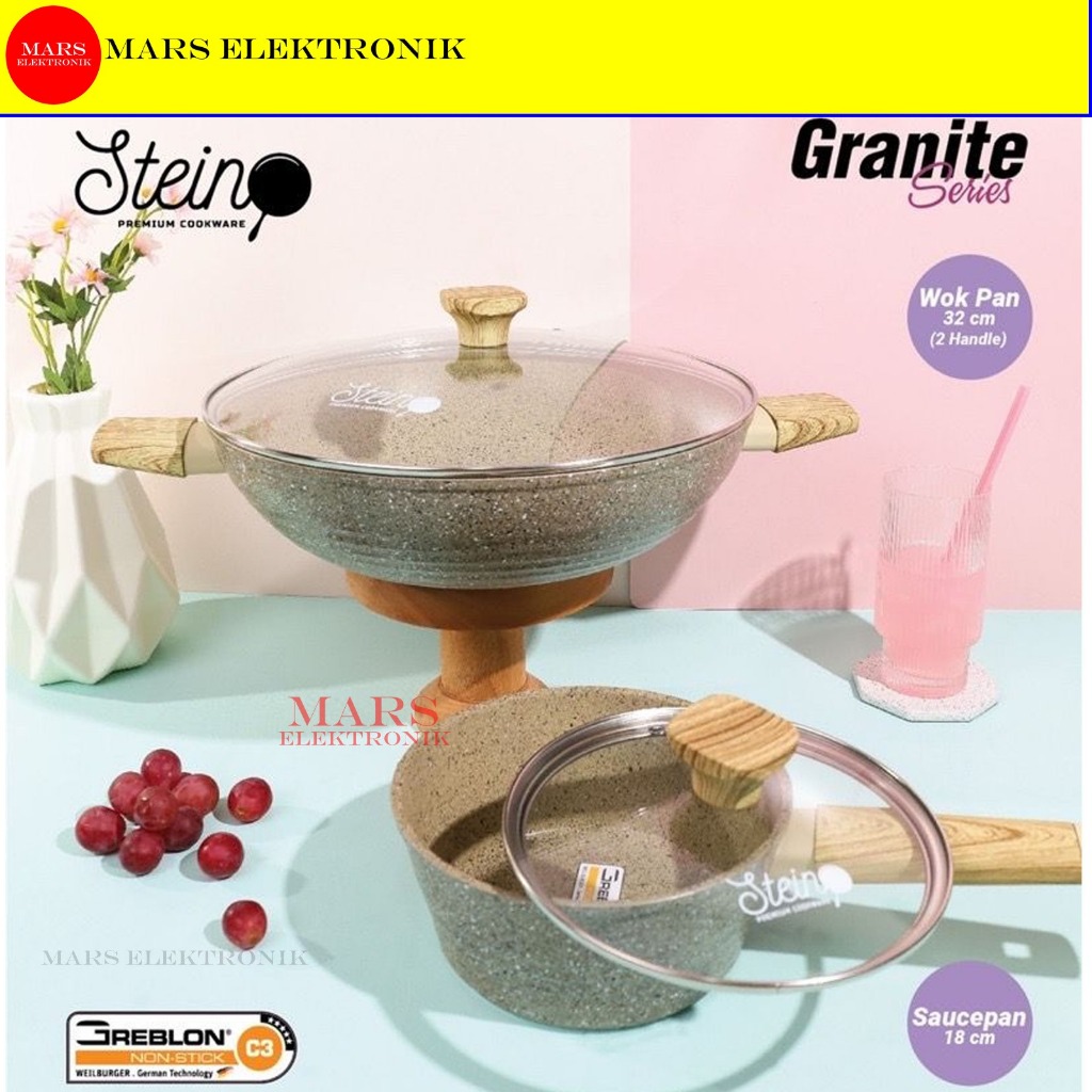STEIN COOKWARE - PAKET CARRARA ONYX - GERMAN TECHNOLOGY GRANITE COATING - PANCI STEIN WAJAN PAKET CA