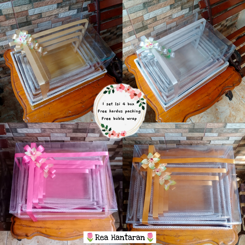 

Kotak hantaran list simple SERI 2 Box seserahan 1 set isi 4 kotak