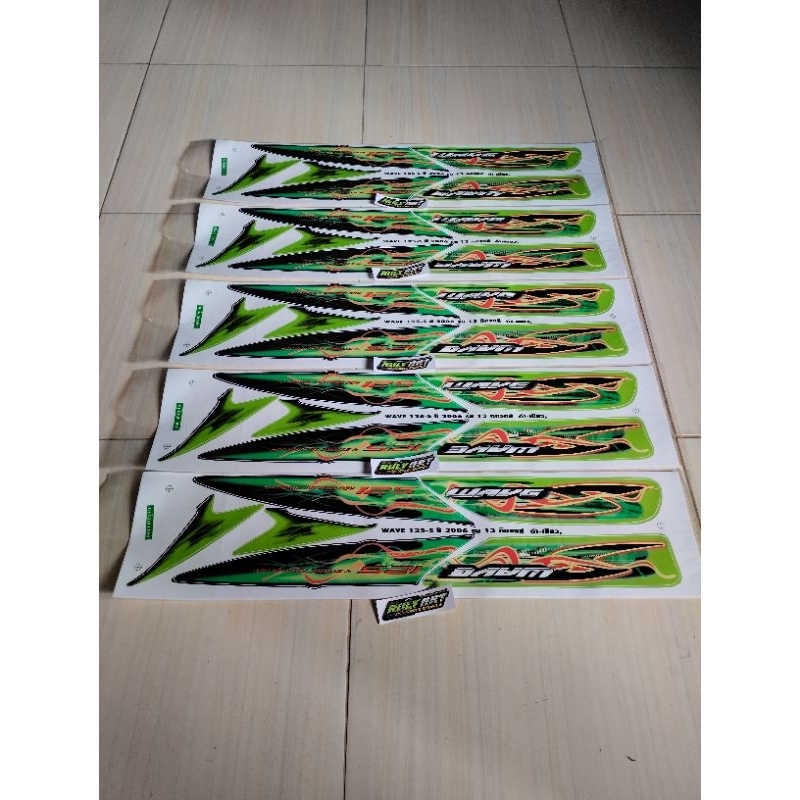 striping wave 125 dragon supra x 125 hijau hitam