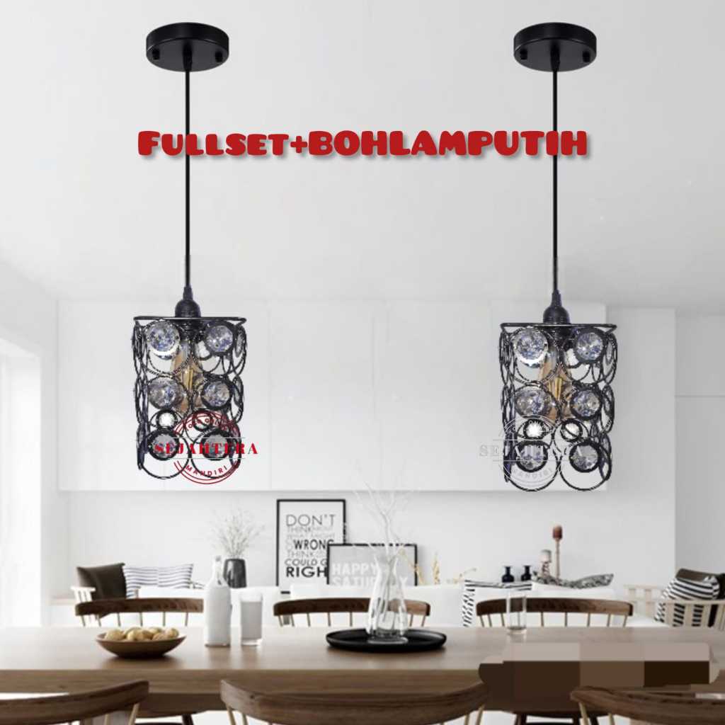 Lampu hias gantung kristal minimalis modern