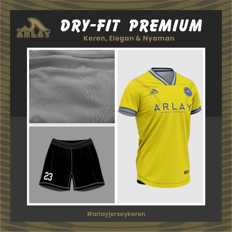 Jersey Futsal Arlay Keren - Baju Bola Printing Custom Bisa Satuan Desain S 06 Warna Kuning Biru