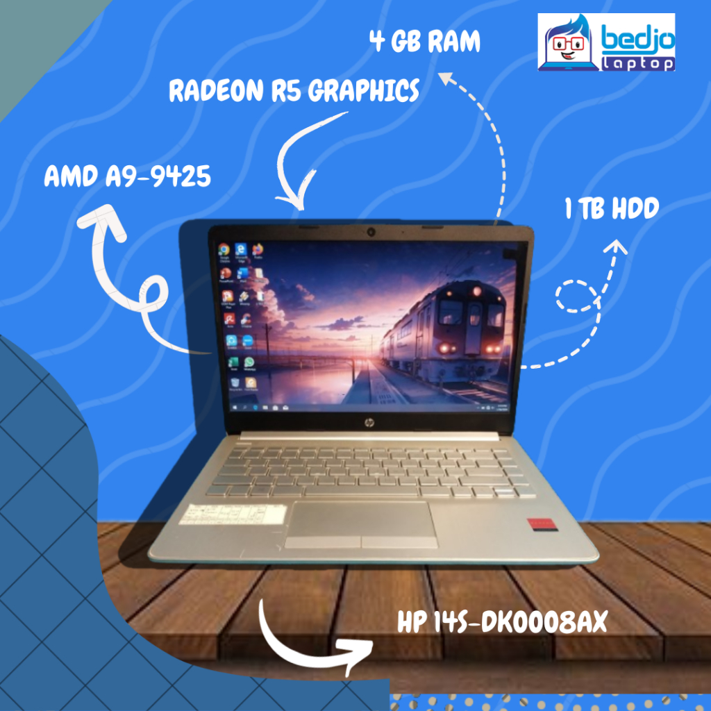 TERLARIS, 085851888826, Laptop HP 14S-DKOOO8AX, AMD A9-9425 , Laptop HP  Second, Laptop