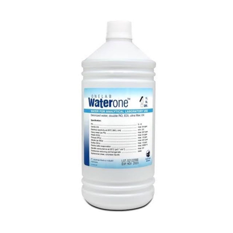 Waterone / water one / aquadest / aquabidest / akuadest / aquades 1 liter onemed