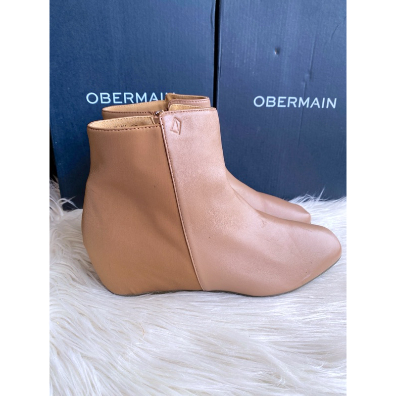 PSPGN.CO | ORIGINAL BRANDED OBERMAIN OA10131AL ALMOND SEPATU WANITA KULIT BOOTS FASHION WEDGES RESLE