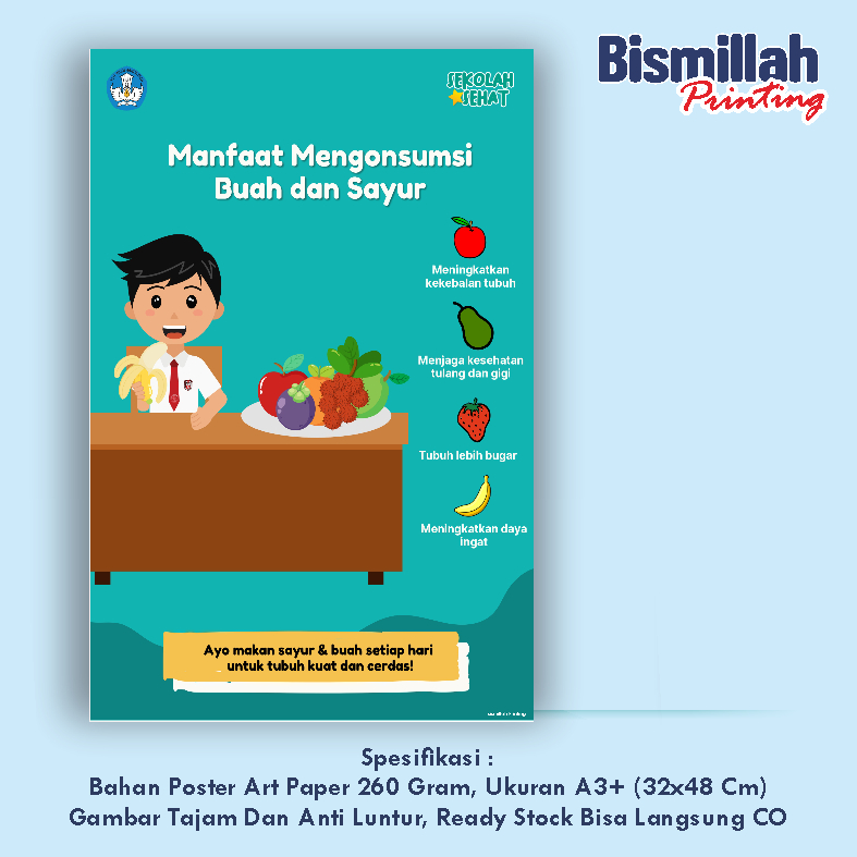 

Poster Kesehatan Manfaat Mengkonsumsi Buah Dan Sayur