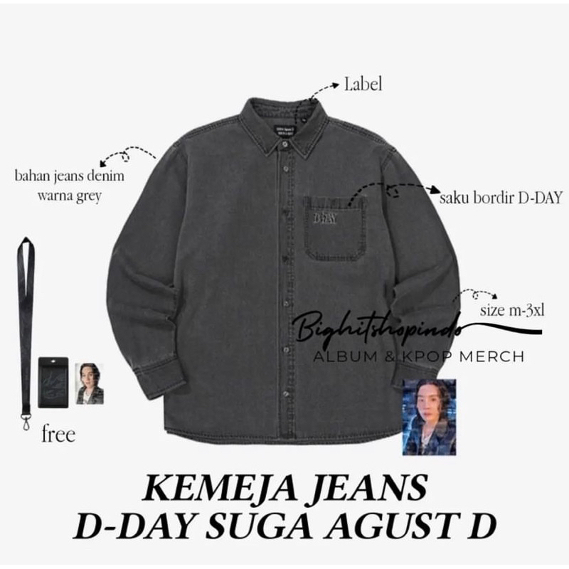[READY STOCK]  BTS SUGA KEMEJA JEANS D-DAY AGUST D | BTS ALBUM