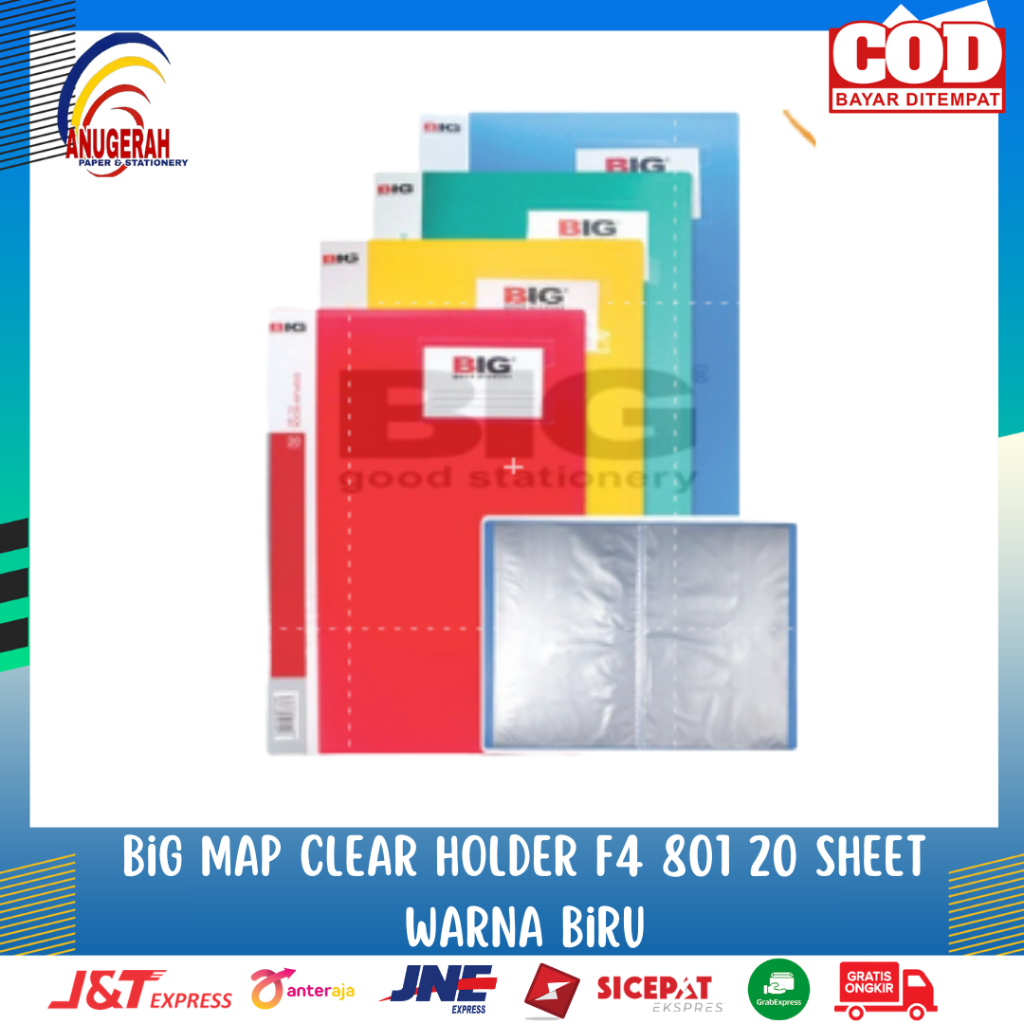 

BIG MAP CLEAR HOLDER F4 801 20 SHEET WARNA BIRU (PCS)
