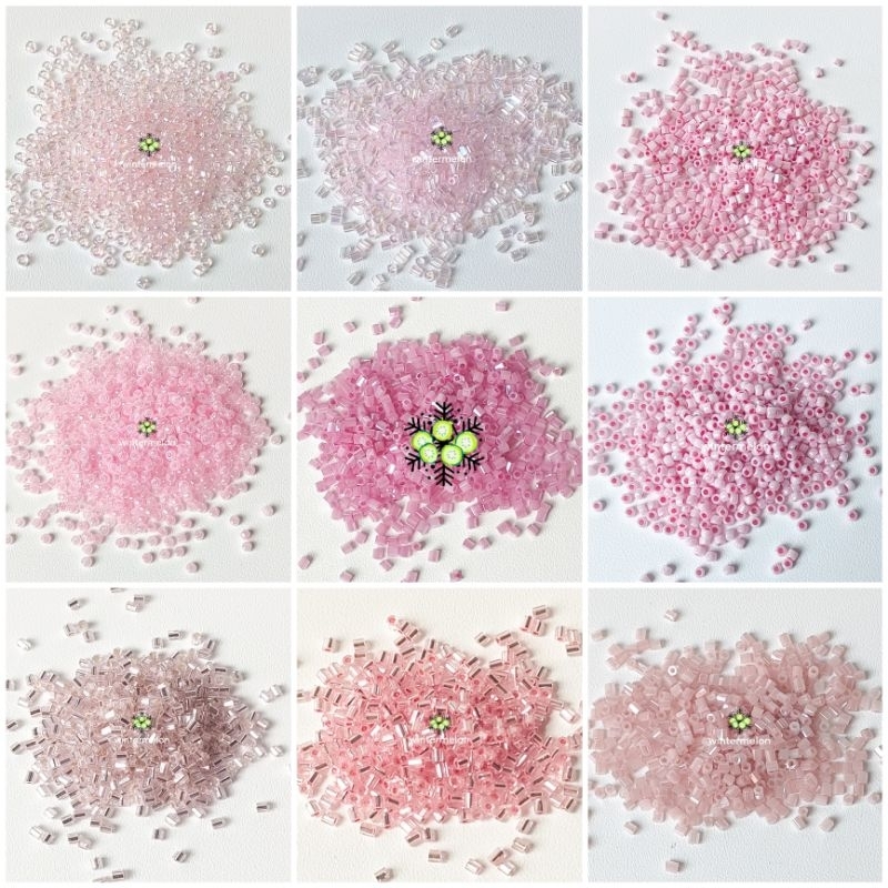 5 gram Payet Jepang Matsuno Glass Beads MGB Original Warna Pink Muda / Payet Kebaya / Hiasan Kebaya 