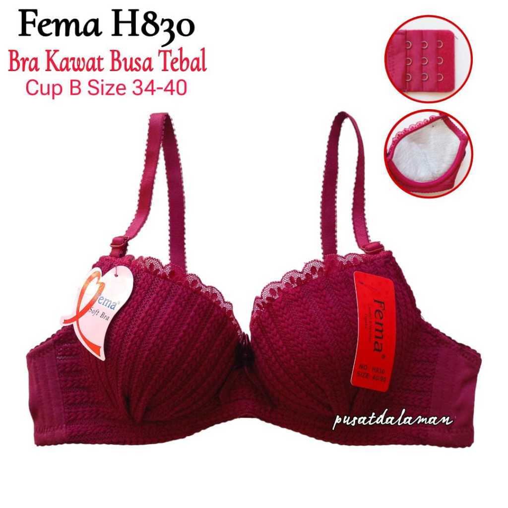 FEMA SOFT BRA 2033 2018 830 BRA KAWAT PUSH UP BRA CUP SEDANG BUSA TEBAL 34-40