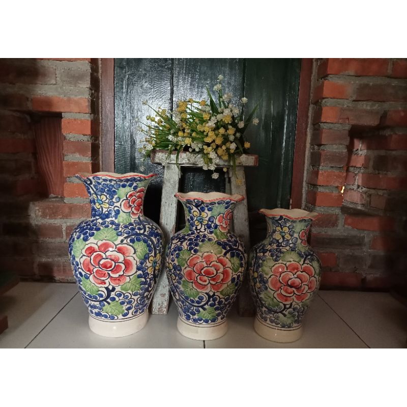 paket vas keramik/guci keramik set/vas keramik/pot keramik/dekorasi/vas bunga/pot bunga/guci set/paj