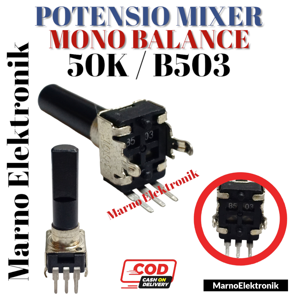 POTENSIO MIXER MONO BALANCE 3 KAKI 50K B 503 50 KILO B503 ORIGINAL