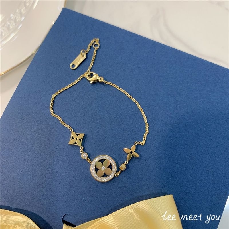 Clafel & Co - VEYLA Gelang Tangan Wanita Titanium Asli Lapis Emas 18K Gold ZIRCON Rantai Jewelry