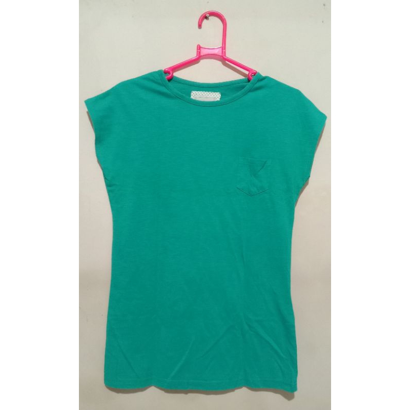 [Second] Kaos Lengan Pendek Warna Ijo Tosca Size M
