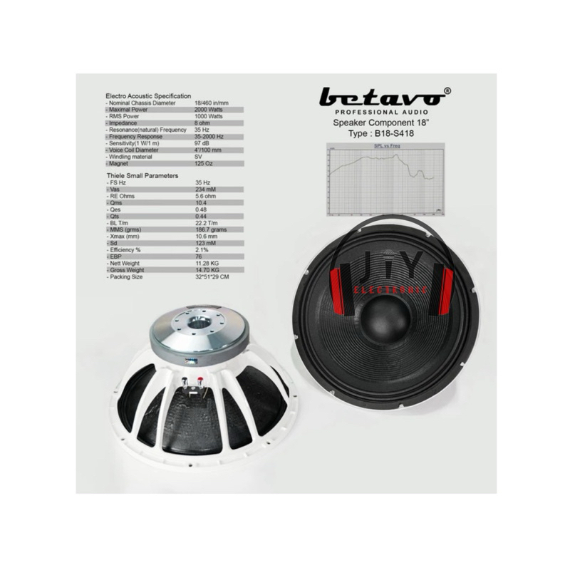 Speaker Betavo 18 inch B18-S418 B18 S418 B18S418