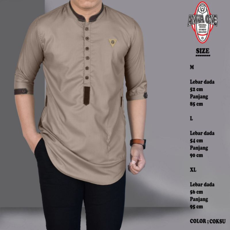 Baju koko lis pendek terbaru Anwa one/baju koko pria kurta Pakistan original Anwa one