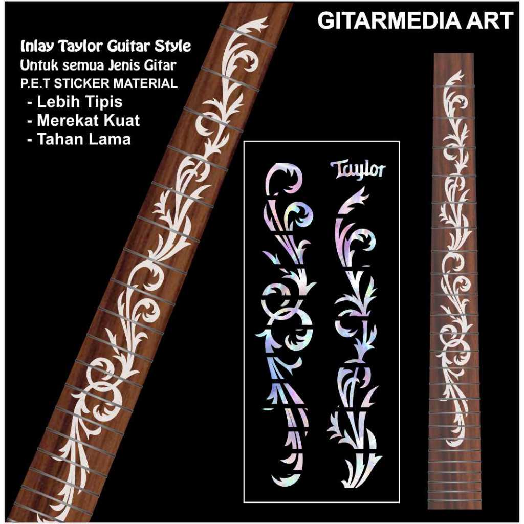 stiker fret gitar akustik floral keren