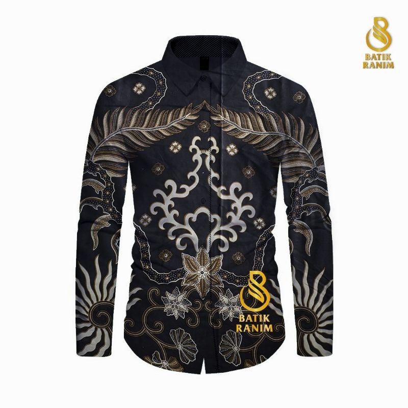 Batik Lengan Panjang Kenzo Hitam, Batik Premium Full Katun