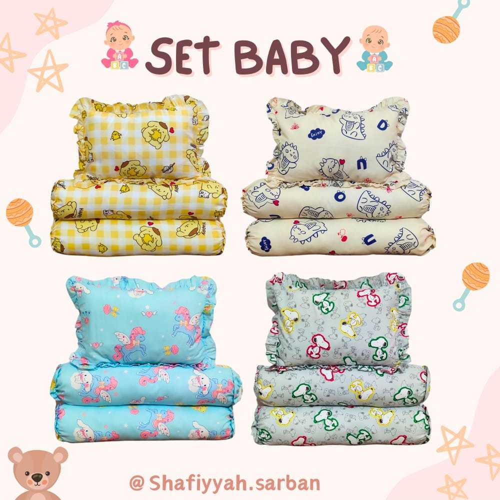 Set ( Insert Bantal + Sarung ) Bantal dan Guling Bayi Edisi I ANEKA MOTIF -Shafiyyah.sarban-