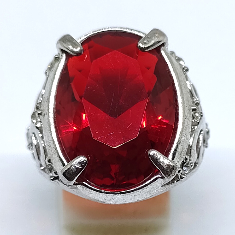 Batu Cincin Pria Akik Merah Siam Oval Cutting