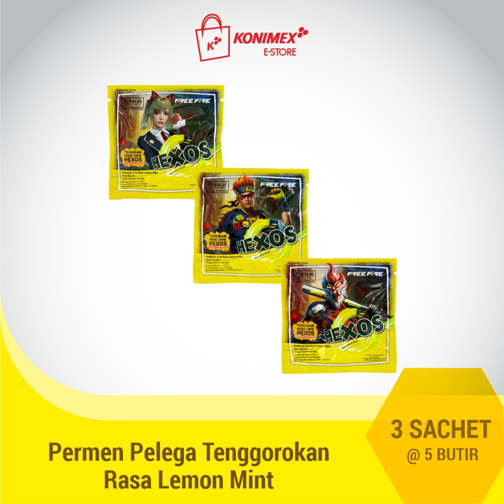 

Hexos Lemon Mint - 3 sachet Permen Mint pelega tenggorokan